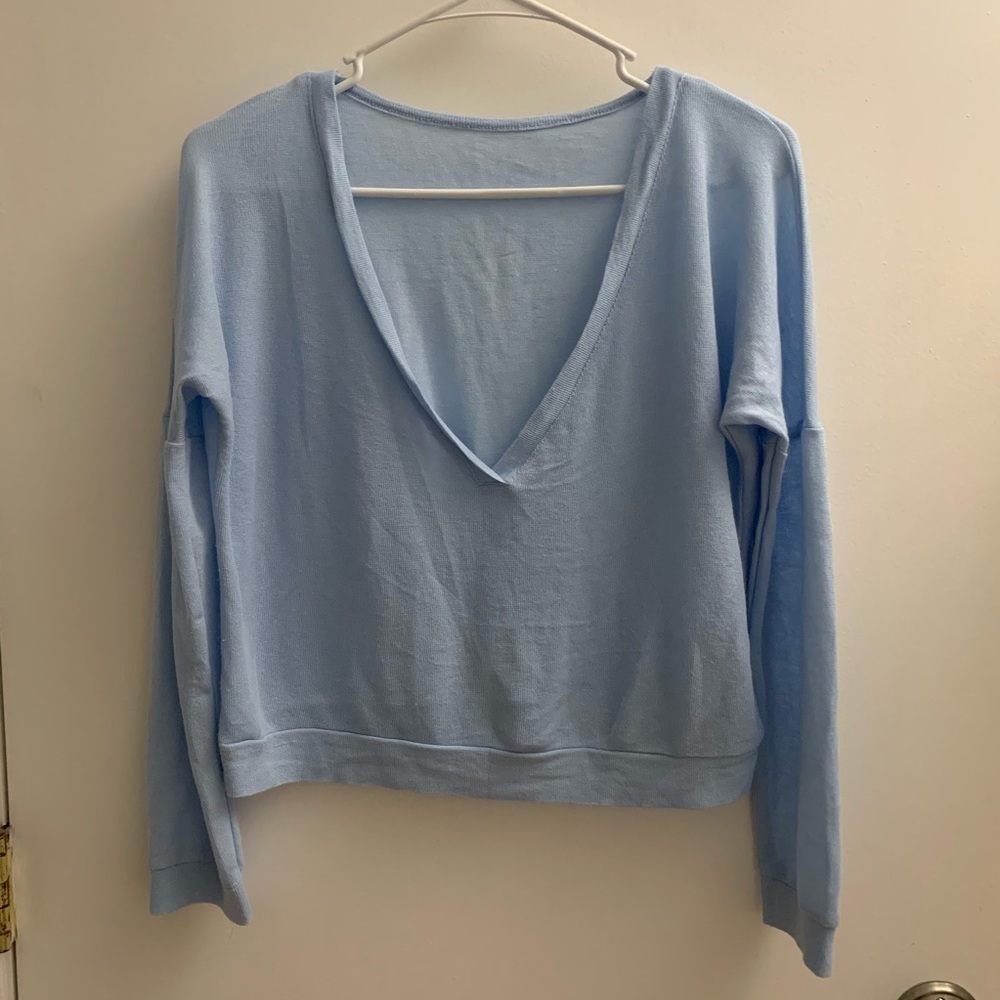 Baby blue long sleeve blouse